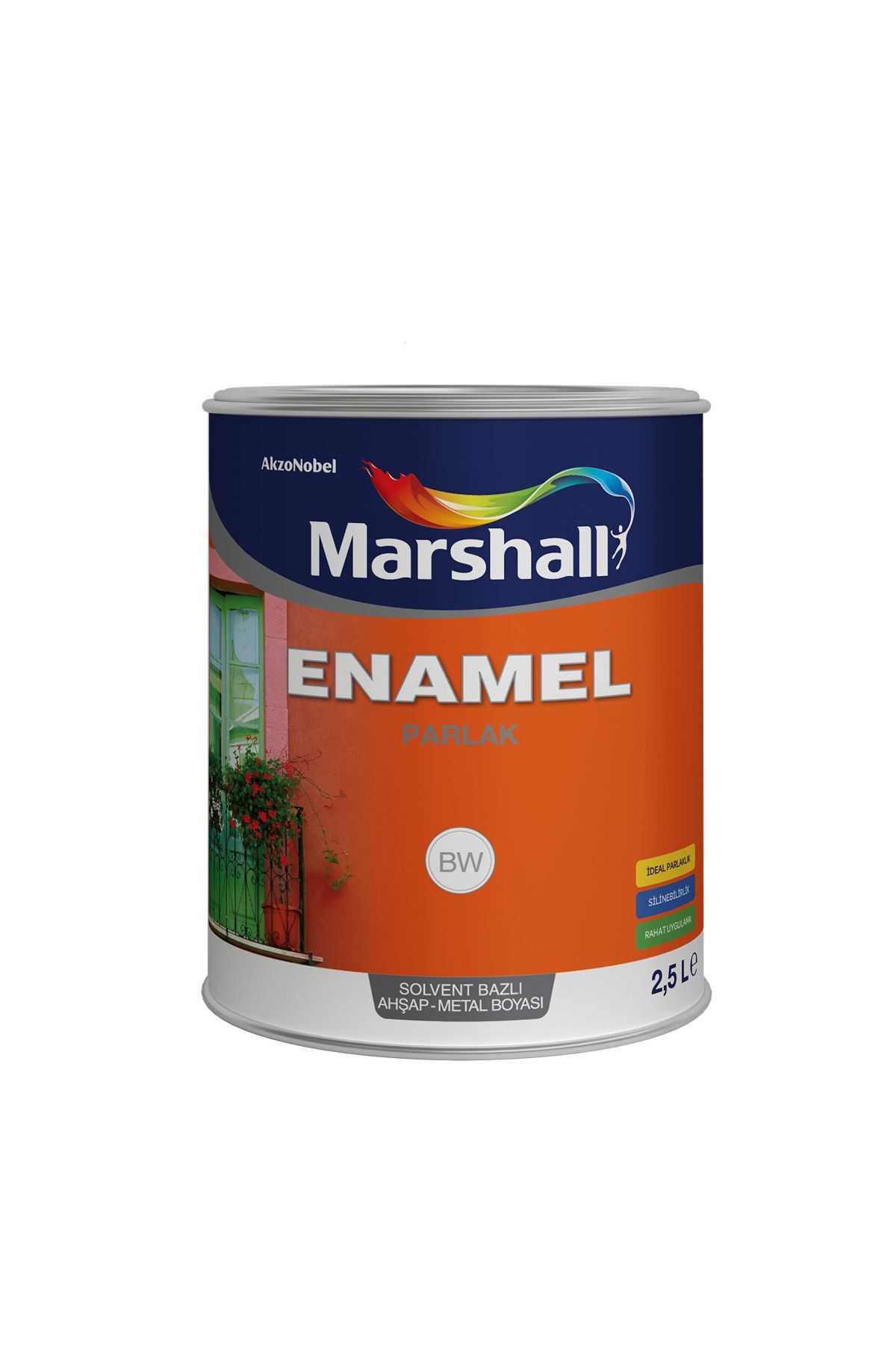 Enamel Parlak Solvent Bazlı Ahşap Metal Boyası 2.5l Siyah
