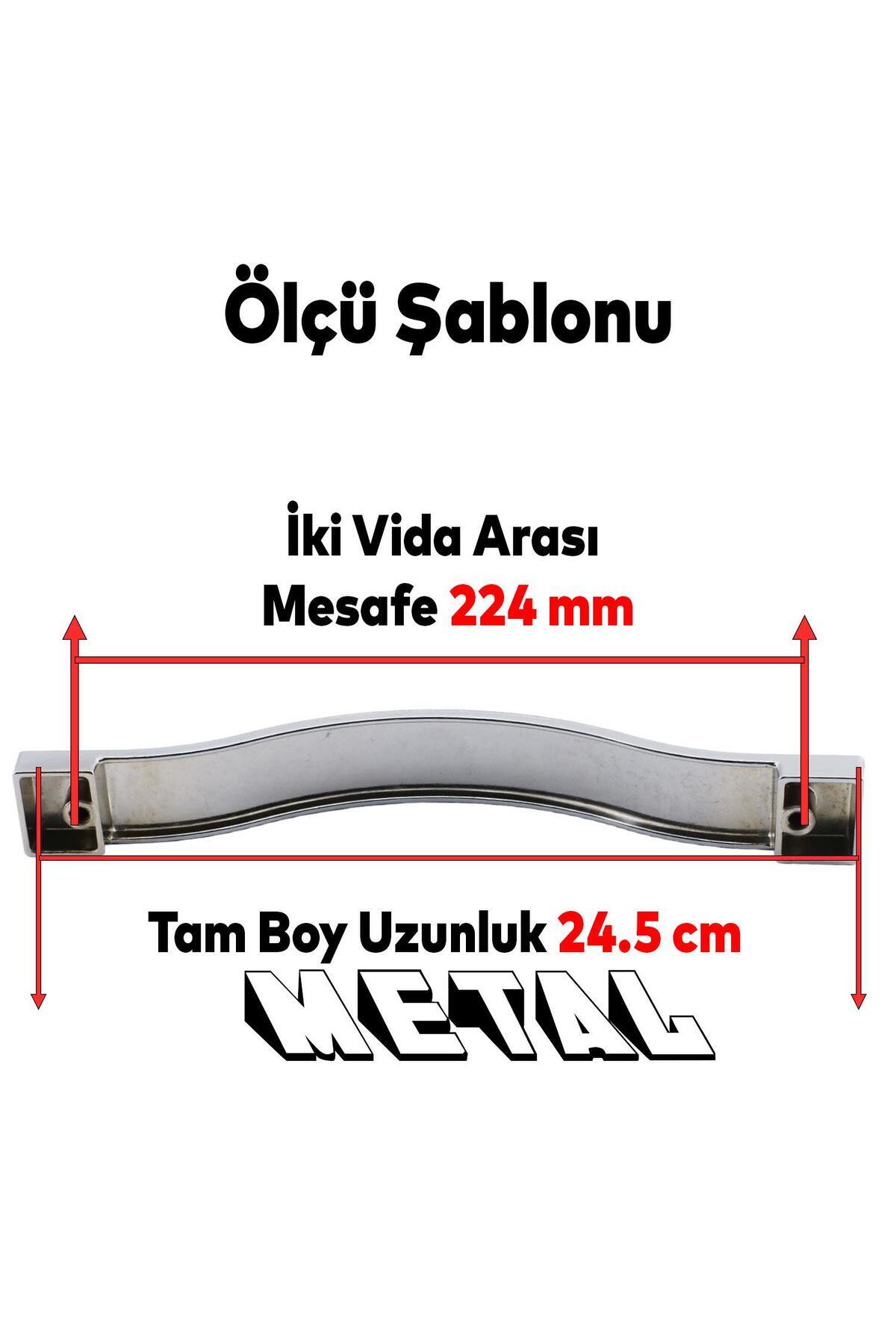 BADEM10 Akasya Krom 224 Mm - 22.4 Cm Metal Mobilya Mutfak Çekmece Dolabı Dolap Kulpu Kulbu Kulpları 10 Adet