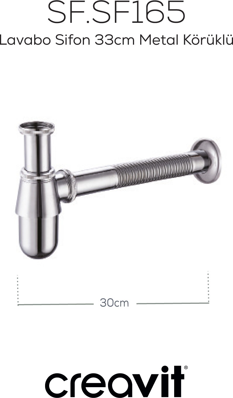 Lavabo Sifon 33CM Metal Körüklü