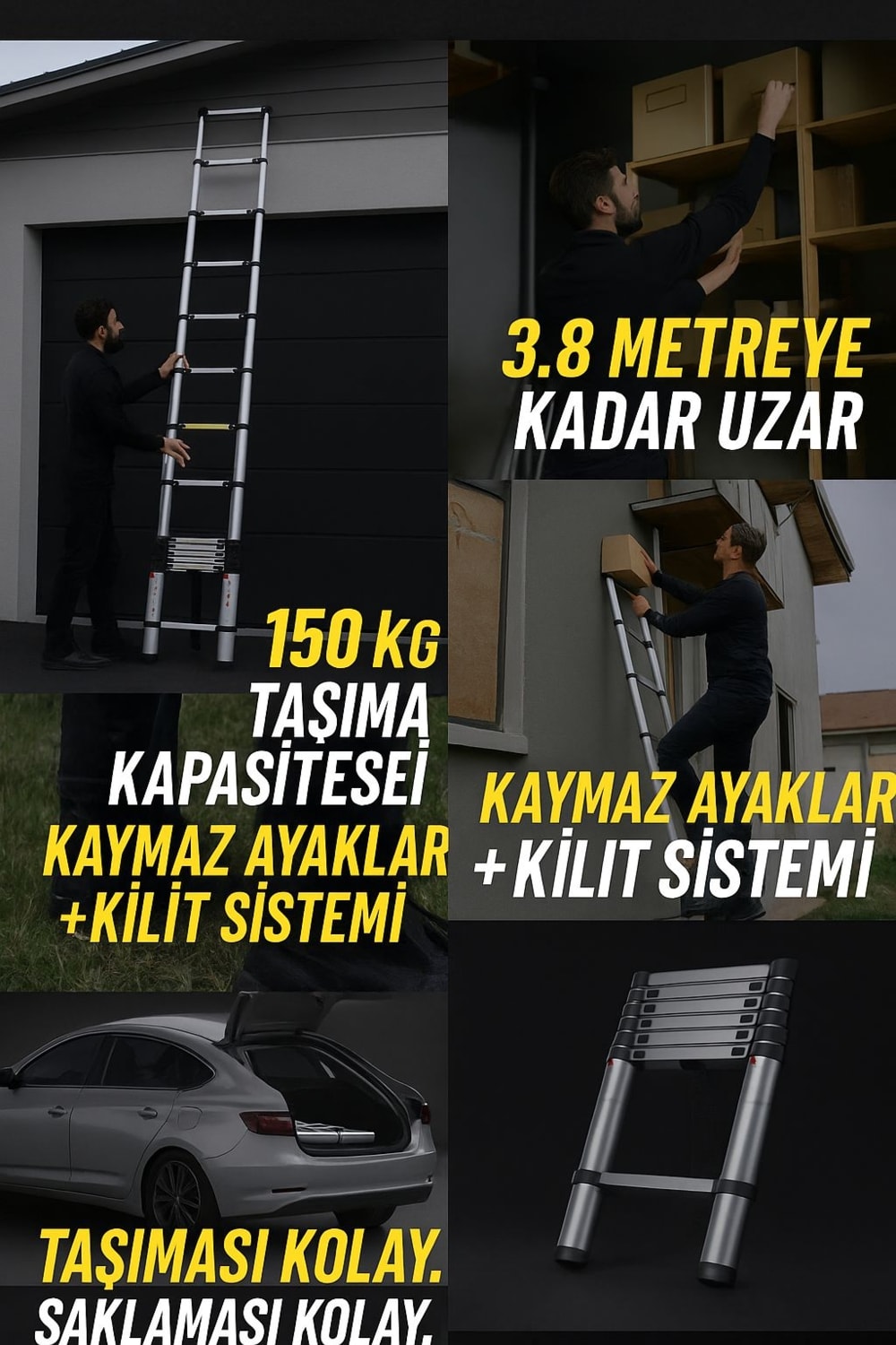 13 Basamaklı Teleskopik Merdiven