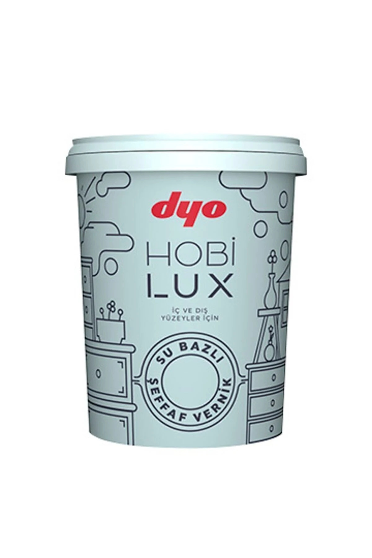 Dyo Hobilux0.9lt Akrilik Ipek Mat Boya+hobilux Şefaf Vernik0.4lt+kestirme Fırça 2no+parmak Rulo Fırçaucu