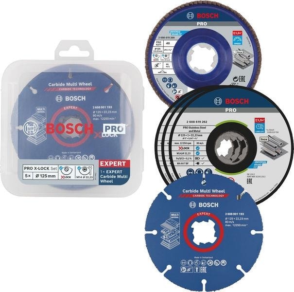 BOSCH Pro 125 mm X-Lock Kesme ve Flap Zımpara Set, 5li