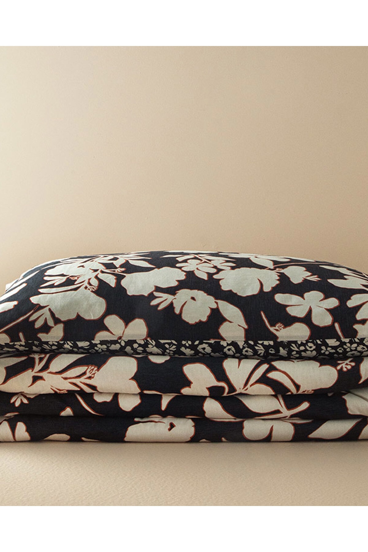 Grandiflora Dijital Baskılı Soft Cotton Tek Kişilik Nevresim Seti Antrasit- Terracotta