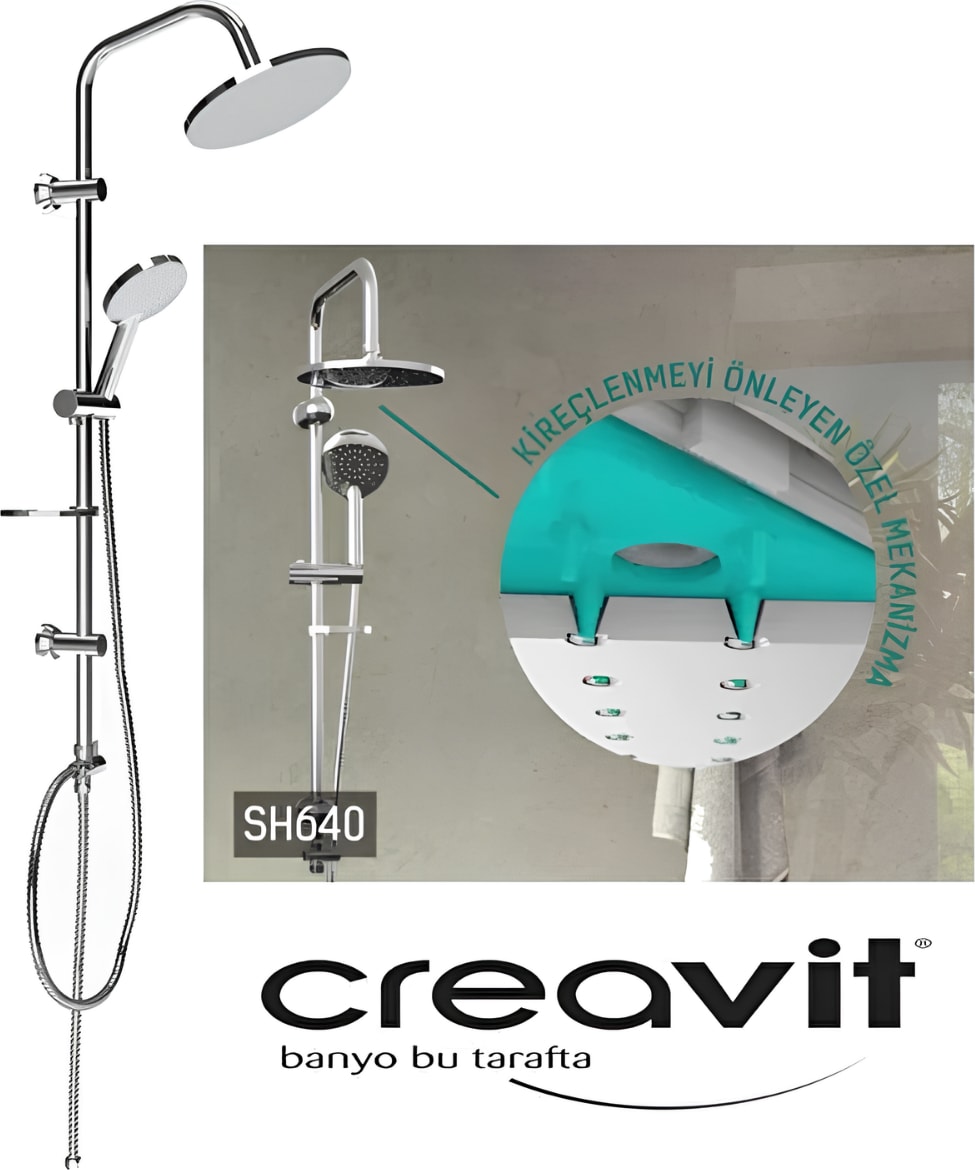 SH640 Tepe Duş Sistemi Krom Oval