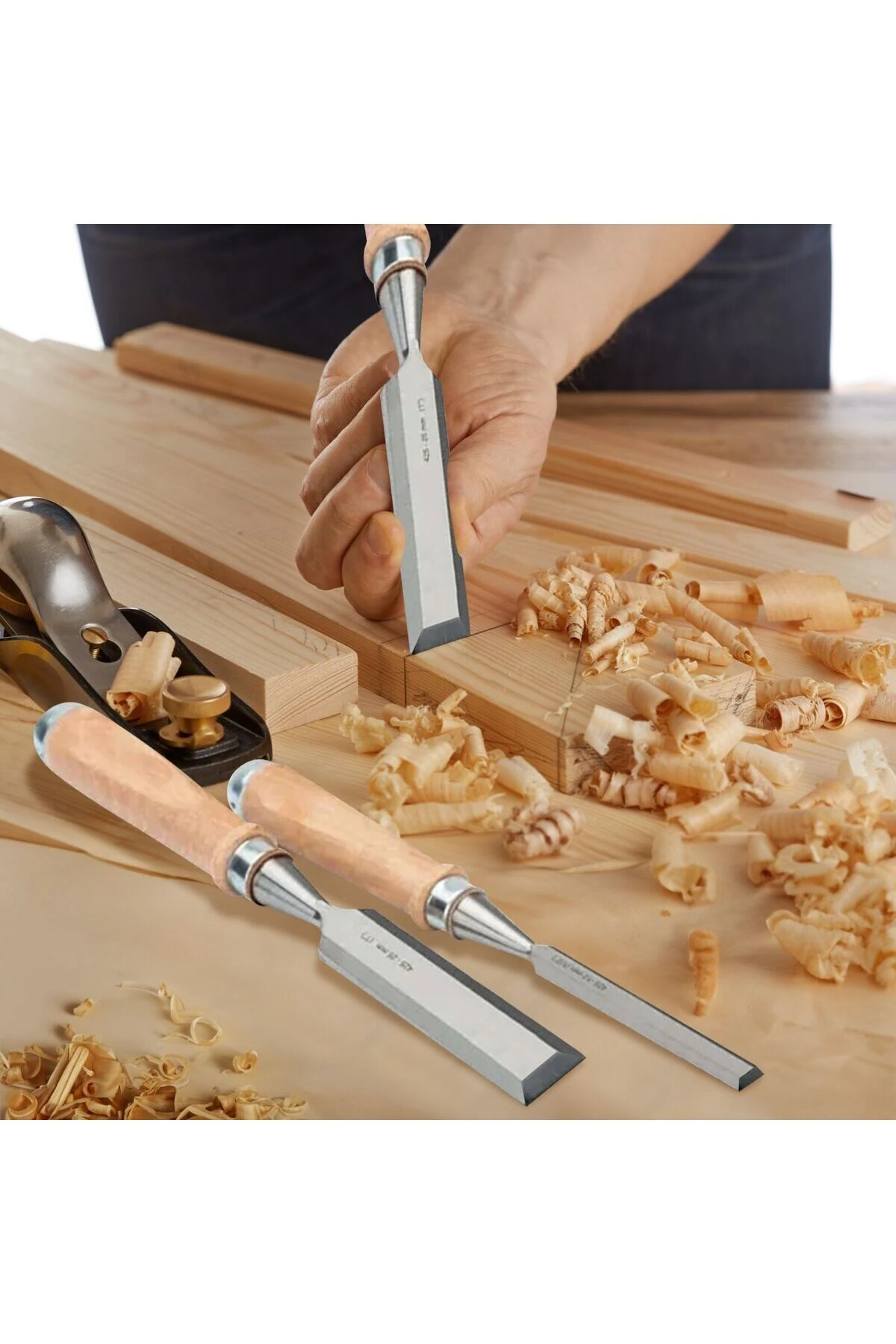 Ahşap Keski Seti 5li Iskarpela Keskin Vanadiyum çelik Ahşap oyma Alet Takımı Ahşap Saplı Ergonomik