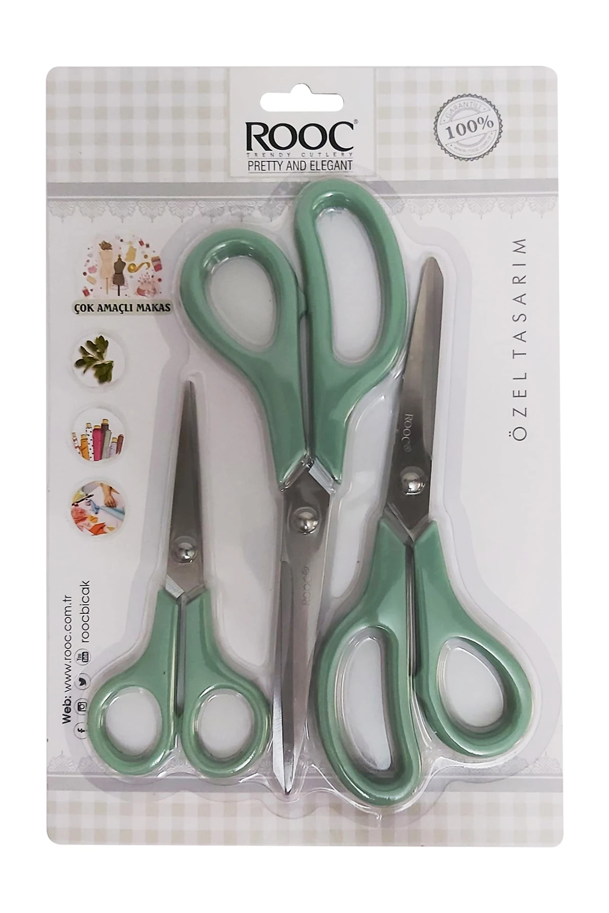 Çok Amaçlı 3'lü Makas Seti (Yeşil)