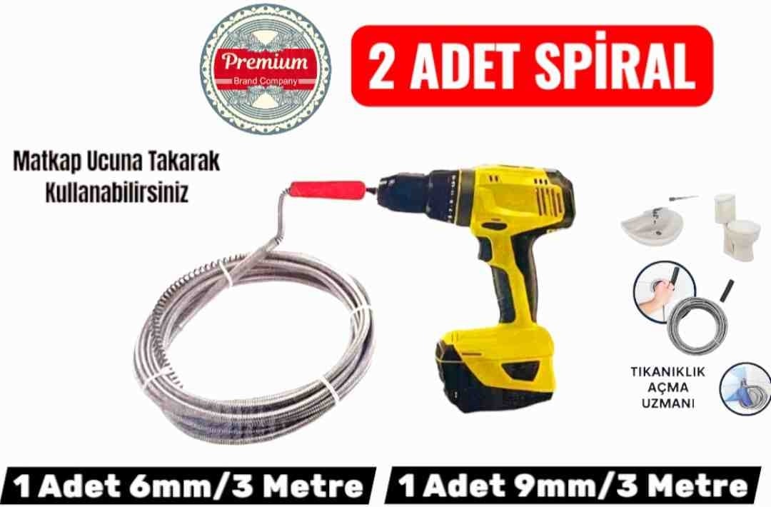 Premium Özel Seri Matkap Ucu Lavabo , Gider , Boru ve Tıkanıklık Açma Spirali 3 Metre 2 Adet Susta