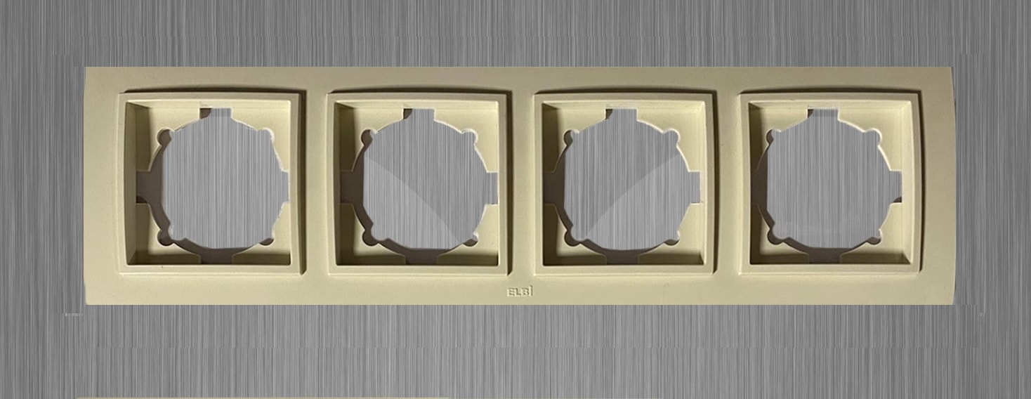 Zena Dörtlü Priz ve Anahtar Çerçevesi Krem