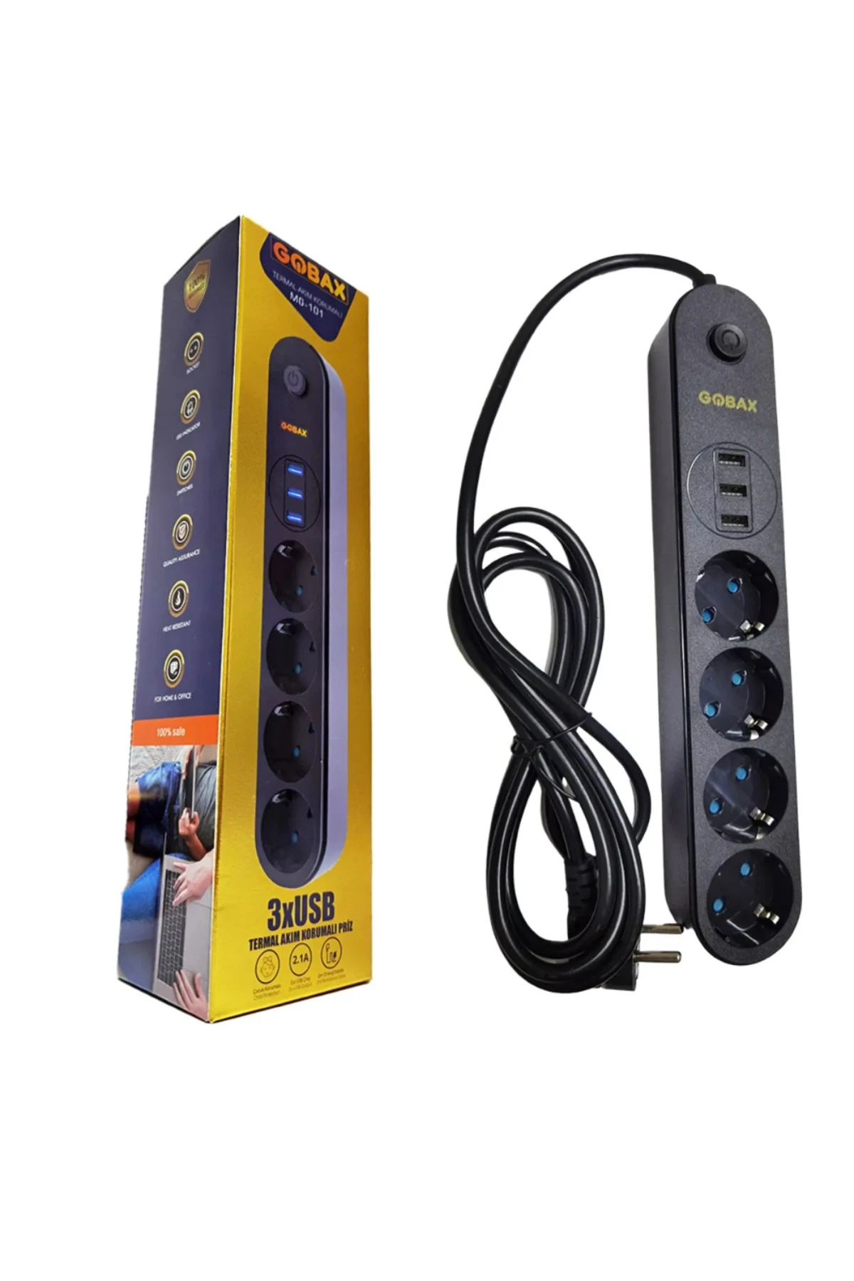 Termal Akım Korumalı Grup Priz Ve 3’lü Usb Şarj Aleti (4832)