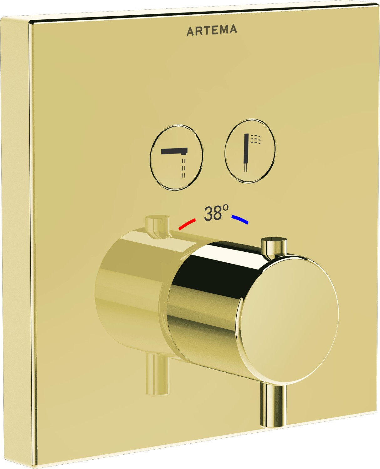 Aquaheat A4274674 Square Ankastre Termostatik Banyo Bataryası, Soft Altın
