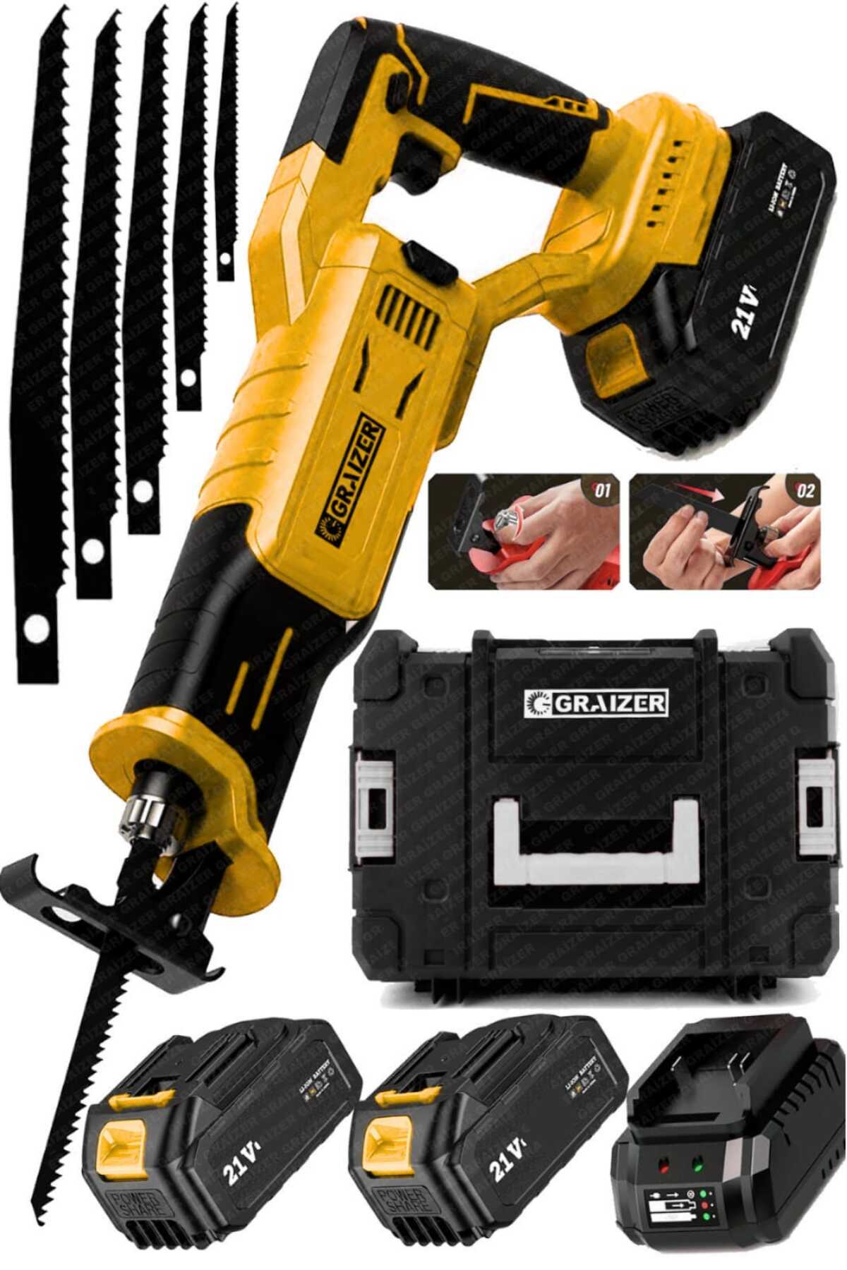 21 V Kömürsüz Çelik Şanzuman Beton Tuğla Kemik Kesme Tilki Kuyruğu Akülü Testere Makinesi