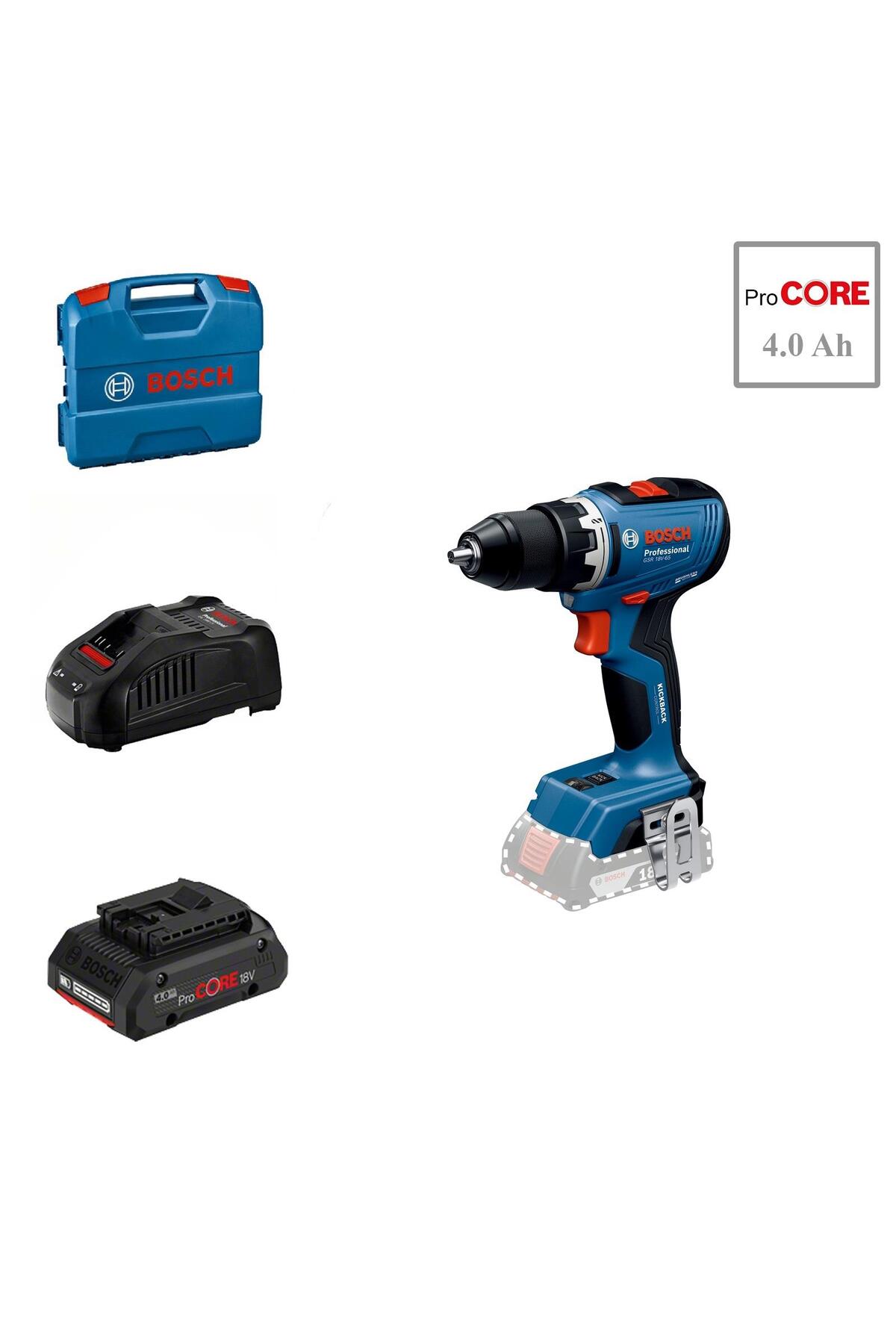 BOSCH GSR 18V-65 1x4 Ah ProCORE Akülü Vidalama