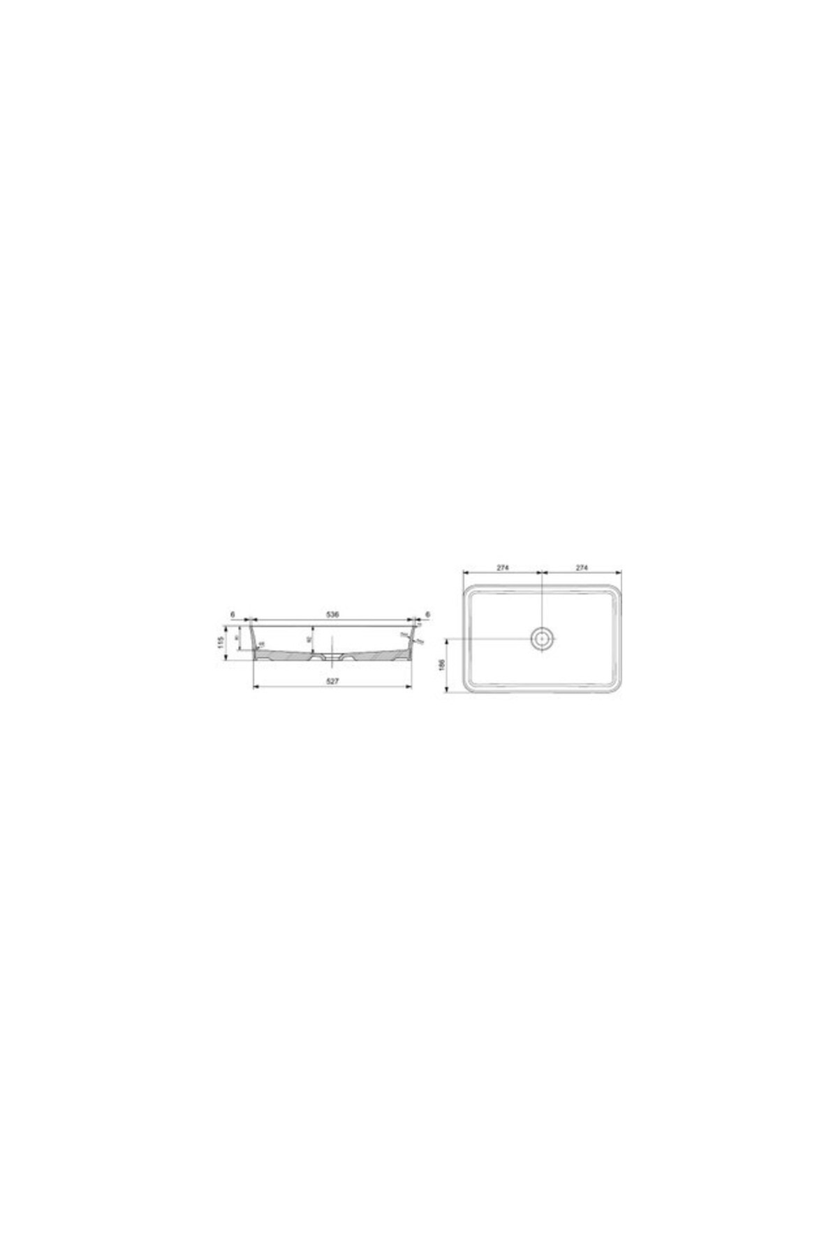 Sottile Slim Tezgahüstü Lavabo 55X38 Beyaz 1476-001-0125