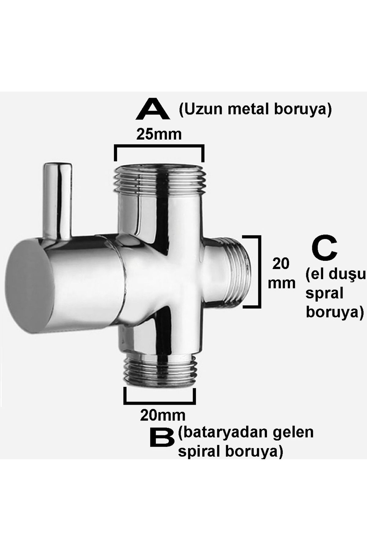Robot Tepe Duş Seti Yönlendirici 3/4x1/2x1/2