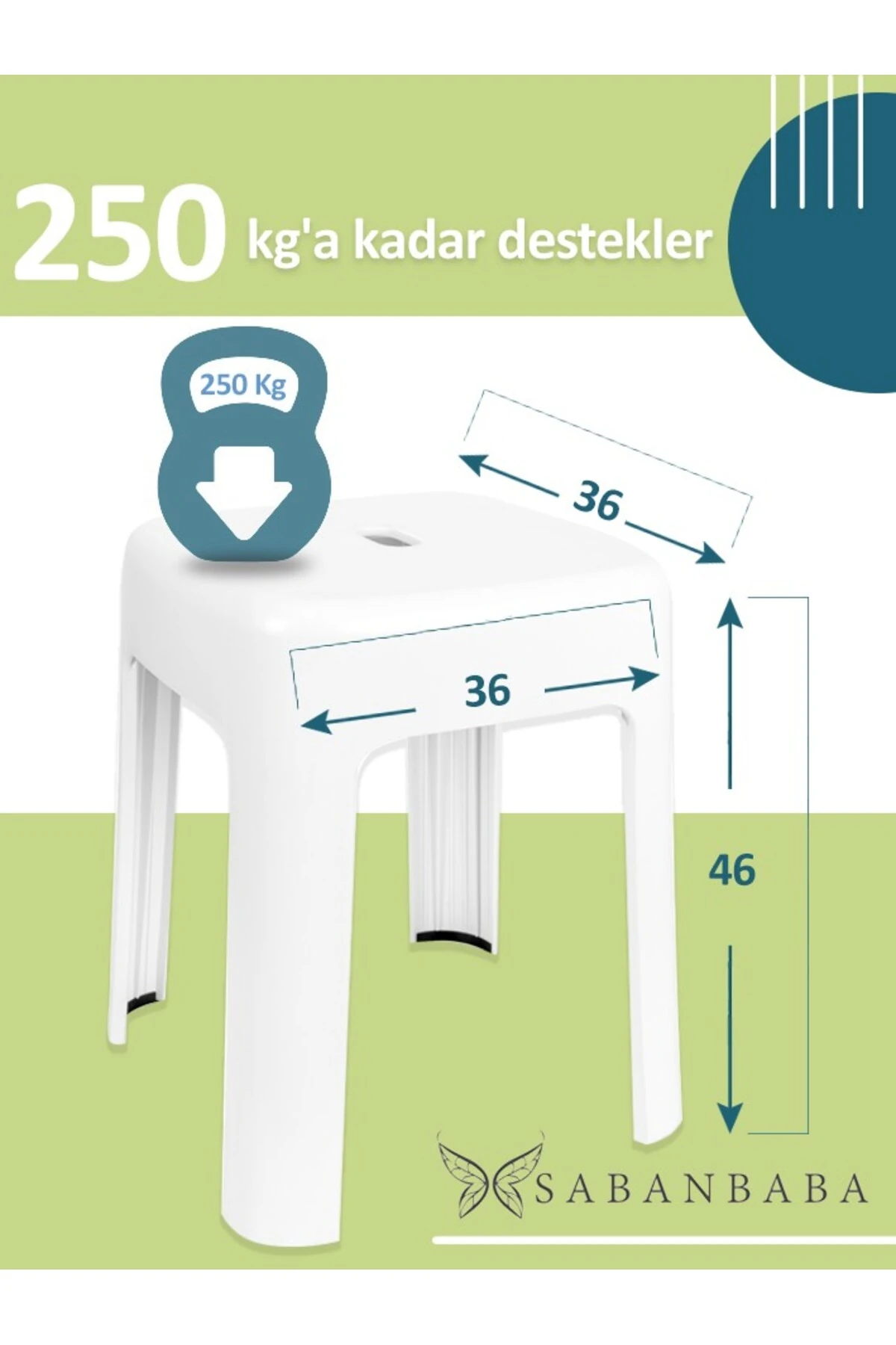 Tabure Sağlam Plastik Kırılmaya Dayanıklı Bahçe, Balkon ,Banyo Beyaz
