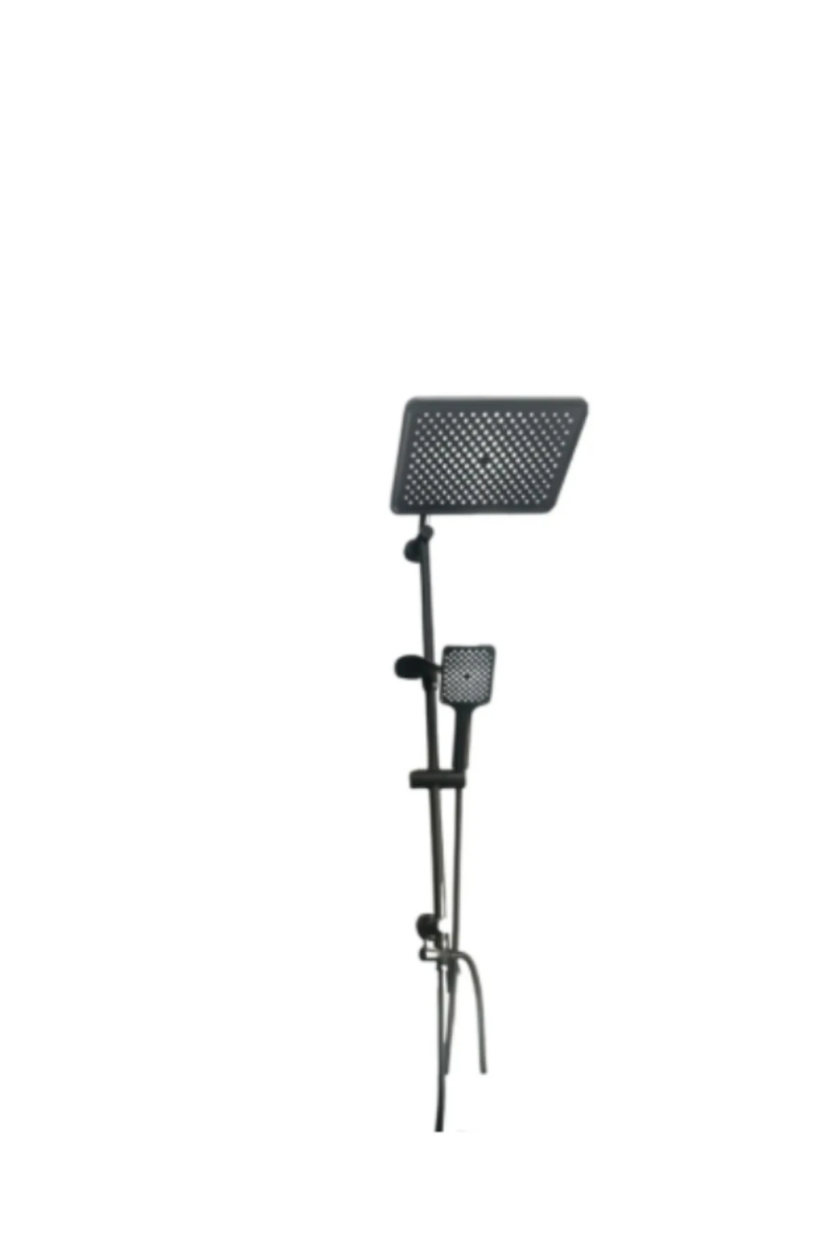 Mak-su Siyah Başlıklı Robot Kare Duş Seti | Yağmurlama, El Duşu, Çok Fonksiyonlu Sistem