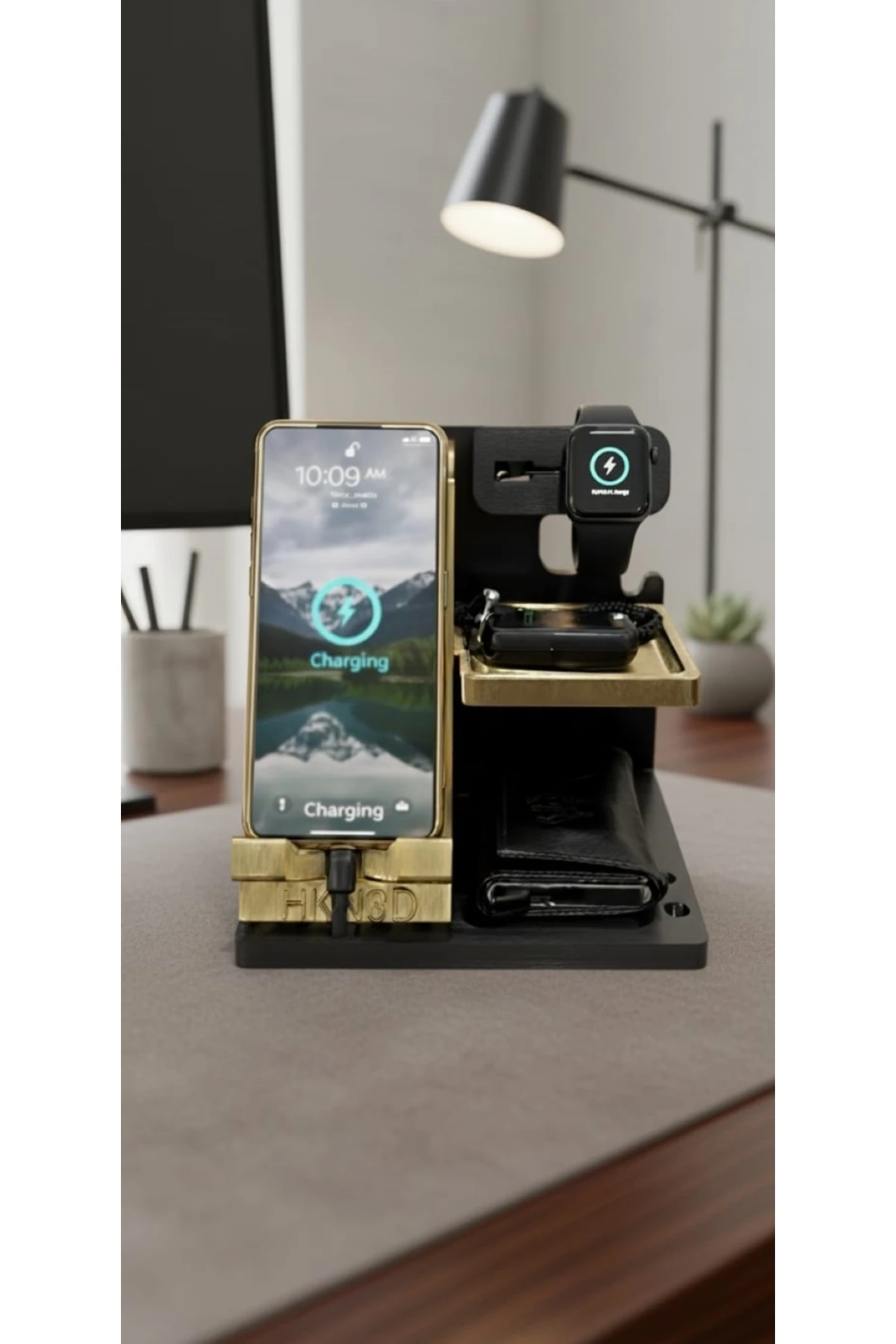 Masaüstü Stand Organizer Düzenleyici Tutucu Telefon Cüzdan Akıllı Saat Anahtarlık Gözlük İsme Özel