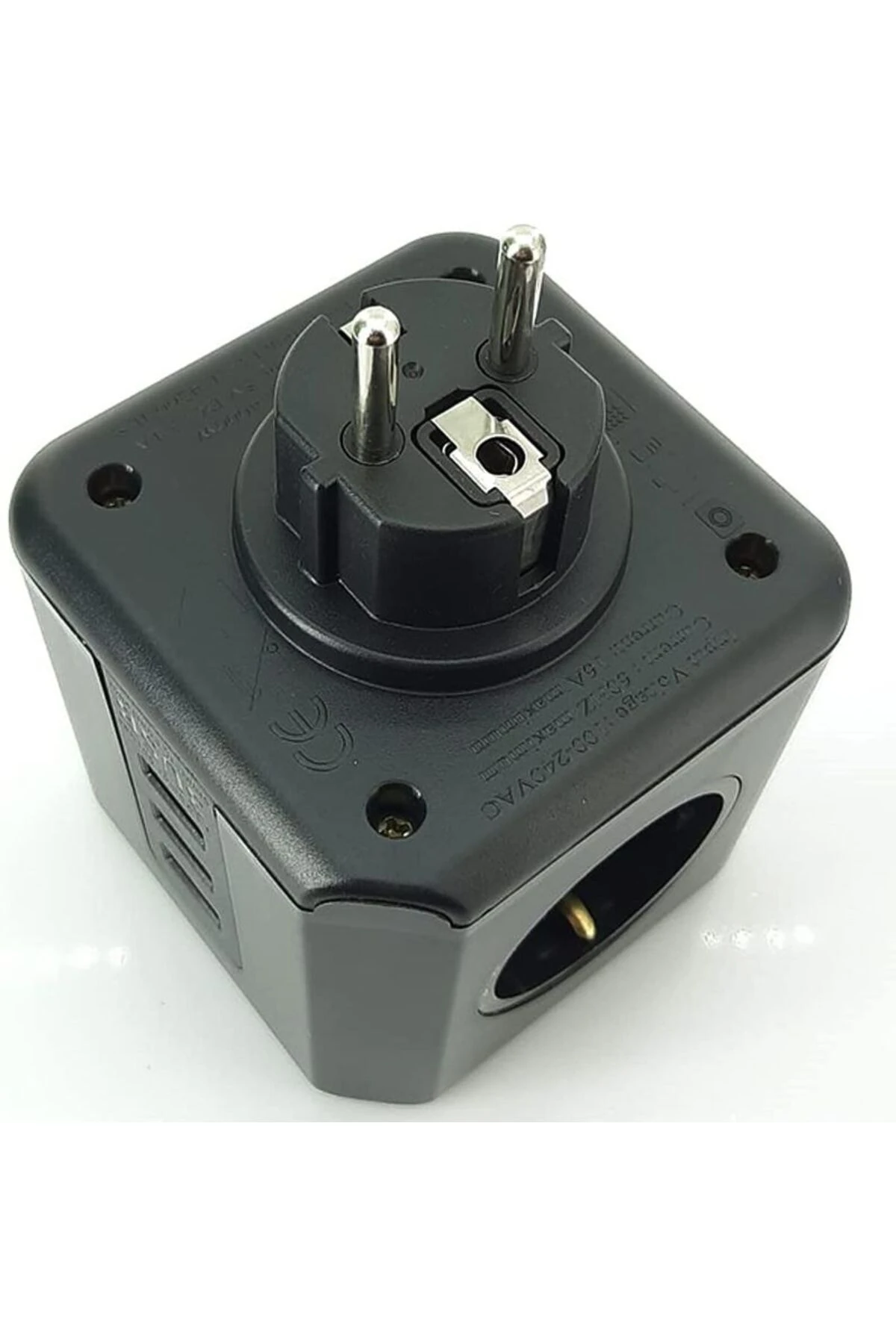 90° Köşeli Grup Priz Kablosuz Akım Korumalı Isıya Dayanıklı 3x Usb 3.0 3x Fiş Girişli 10A 2500W 3440