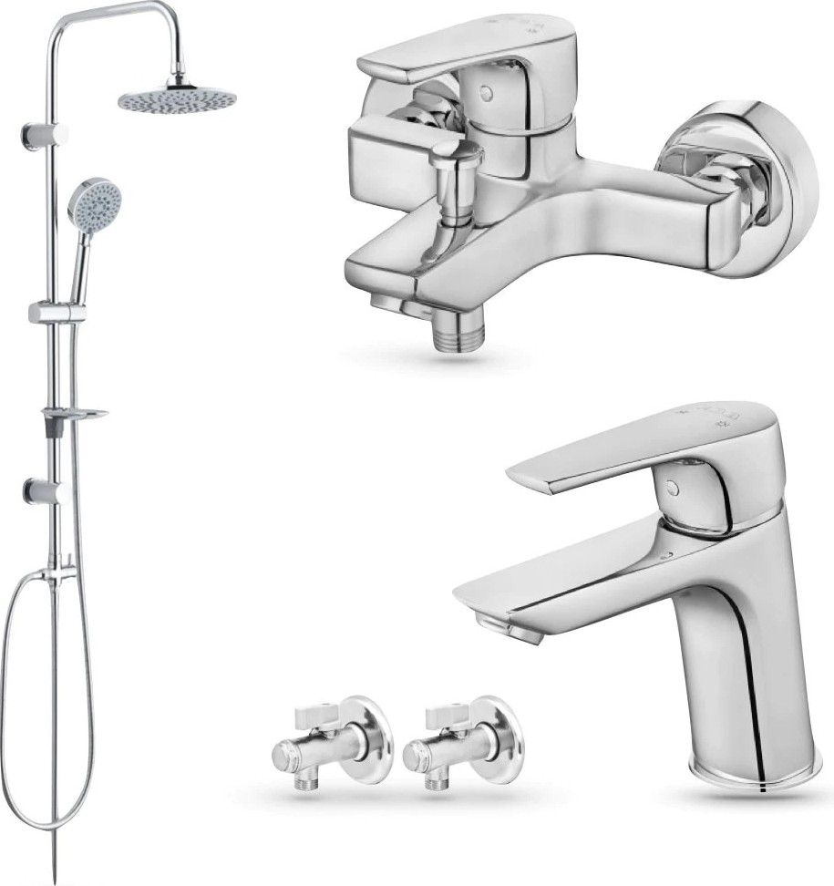 Niobe: Banyo - Lavabo Bataryası - QUA Berg Kolonlu Duş Seti - Filtreli Ara Musluk |102188053S3B