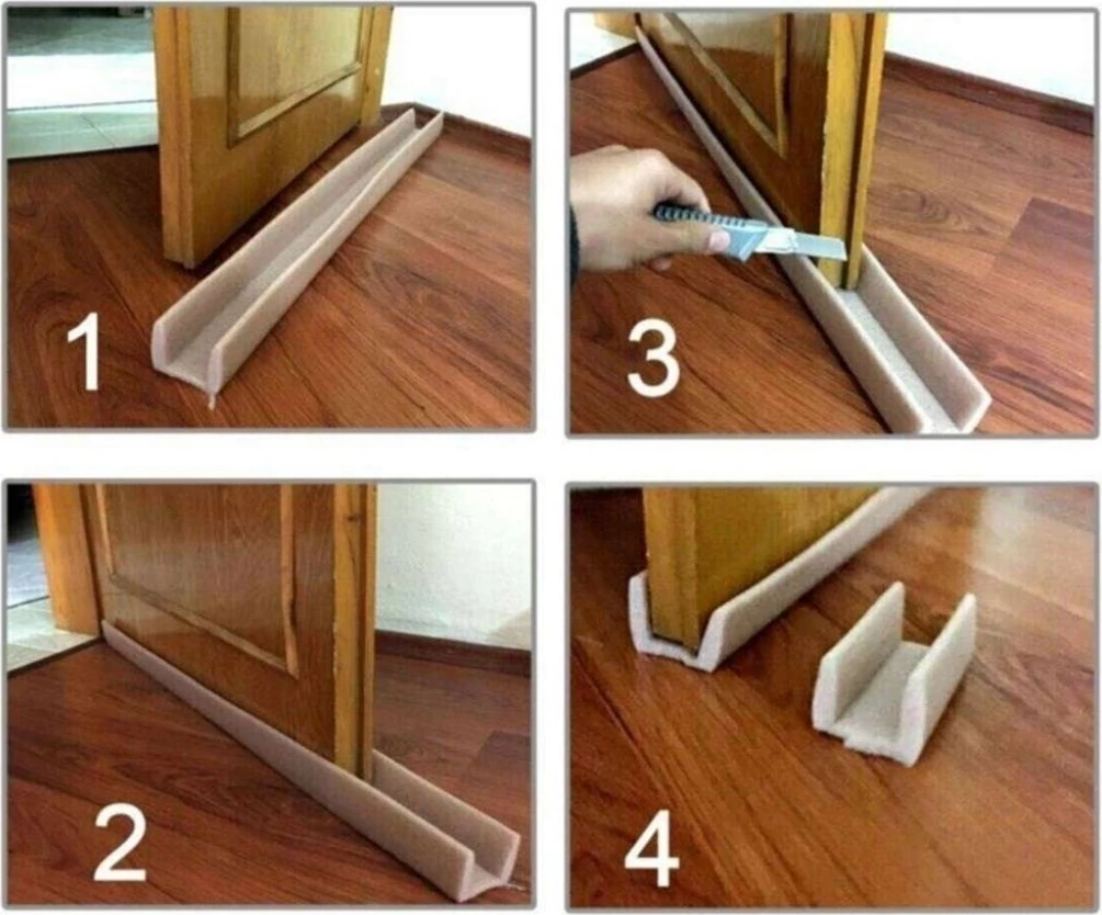 Geçmeli Kapı Altı Izolasyon Süngeri Isı Yalıtım Soğuk Hava Kesici Böcek ve Toz Önleyici 10 Adet Beyaz