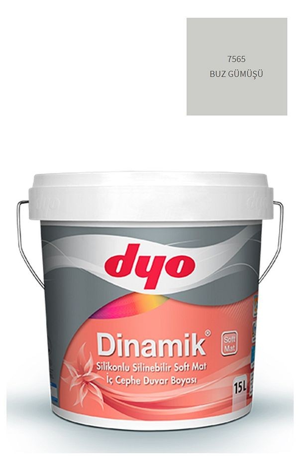 Dinamik Silikonlu Silinebilir Soft Mat Iç Cephe Duvar Boyası 7565 Buz Gümüşü 15 Lt