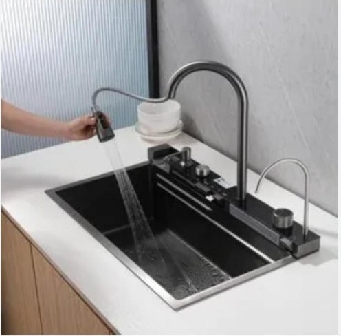 Akıllı Şelale Mutfak Eviyesi Dijital LED Göstergeli Set
