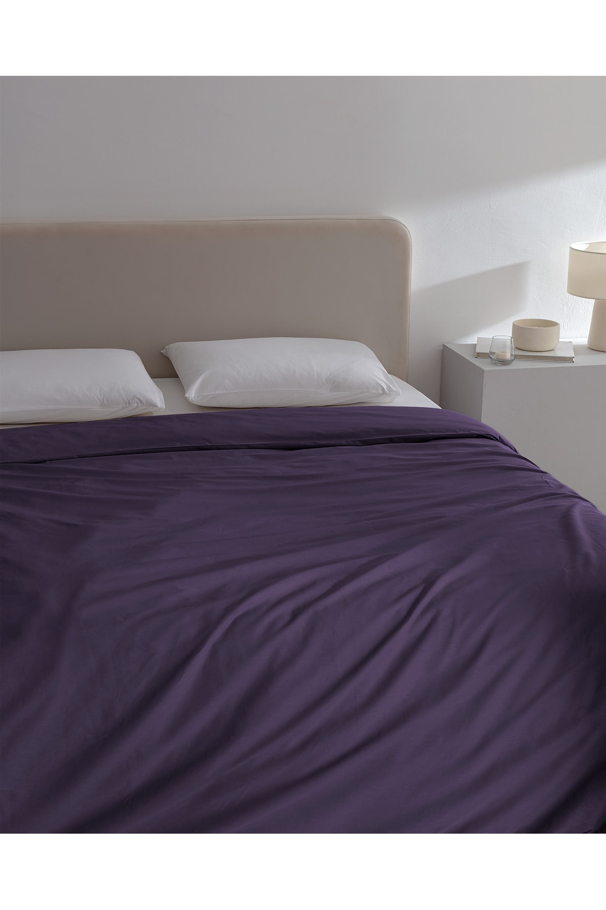 Manon King Size %100 Pamuk Ranforce Düz Nevresim - Mor