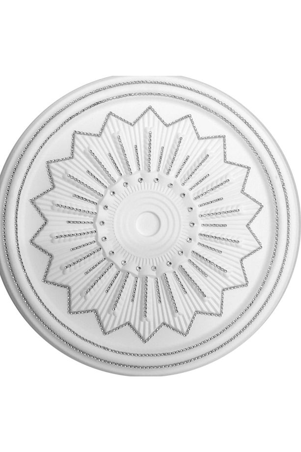 Buğday Desenli Stropiyer Taşlı Tavan Lamba Göbeği -50 Cm- Gümüş Renk