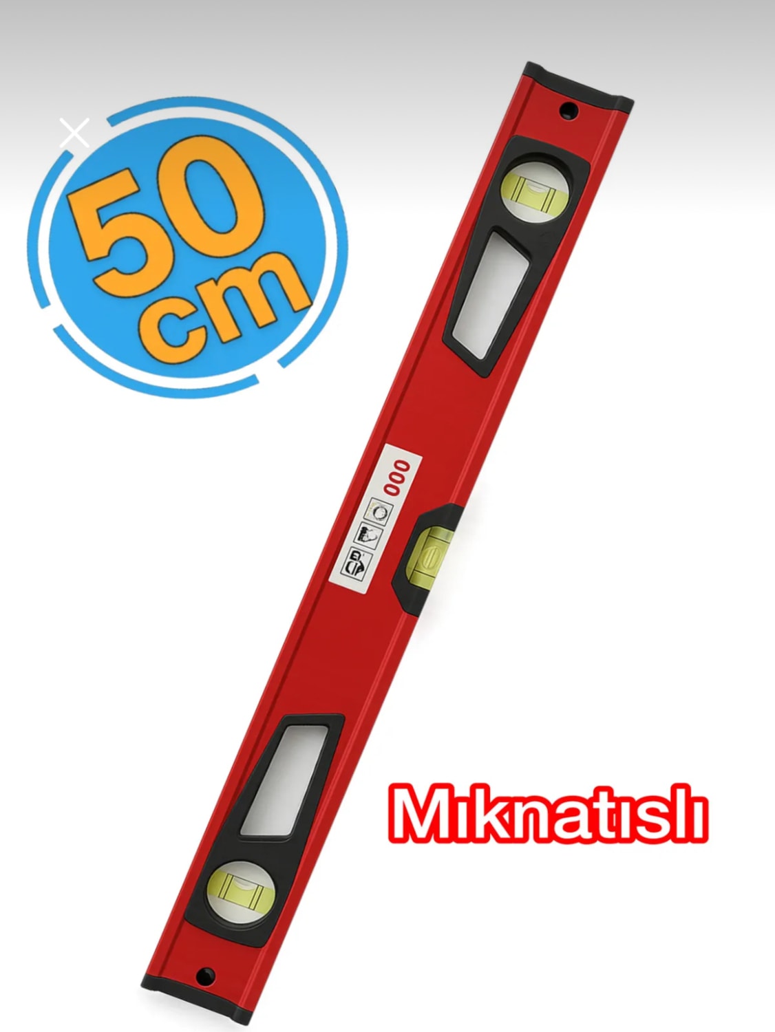 Profesyonel Kırmızı Su Terazisi Mıknatıslı 50 cm