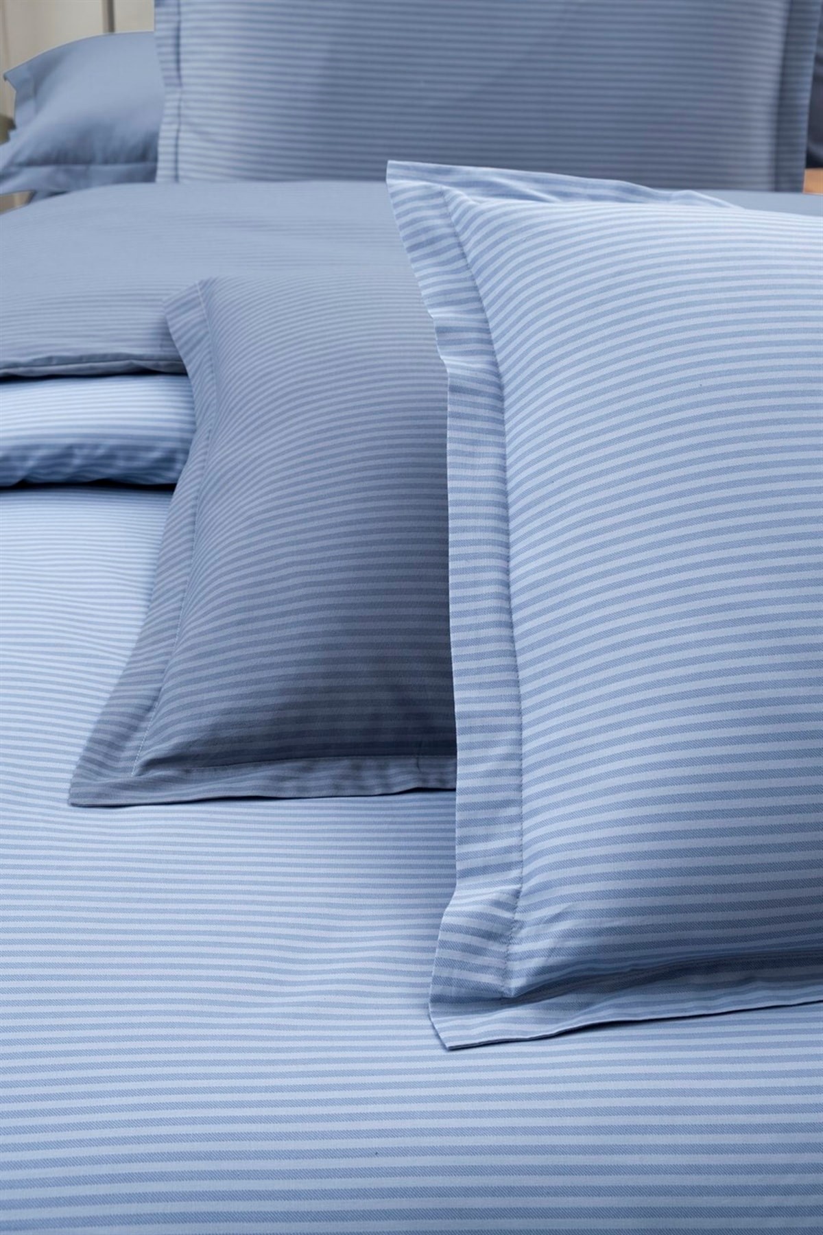 Solid Fancy Stripe Poplin Nevresim Takımı King Size V4