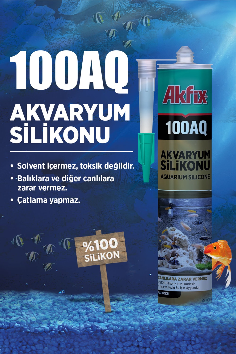 100AQ Akvaryum Silikonu 280ML Şeffaf