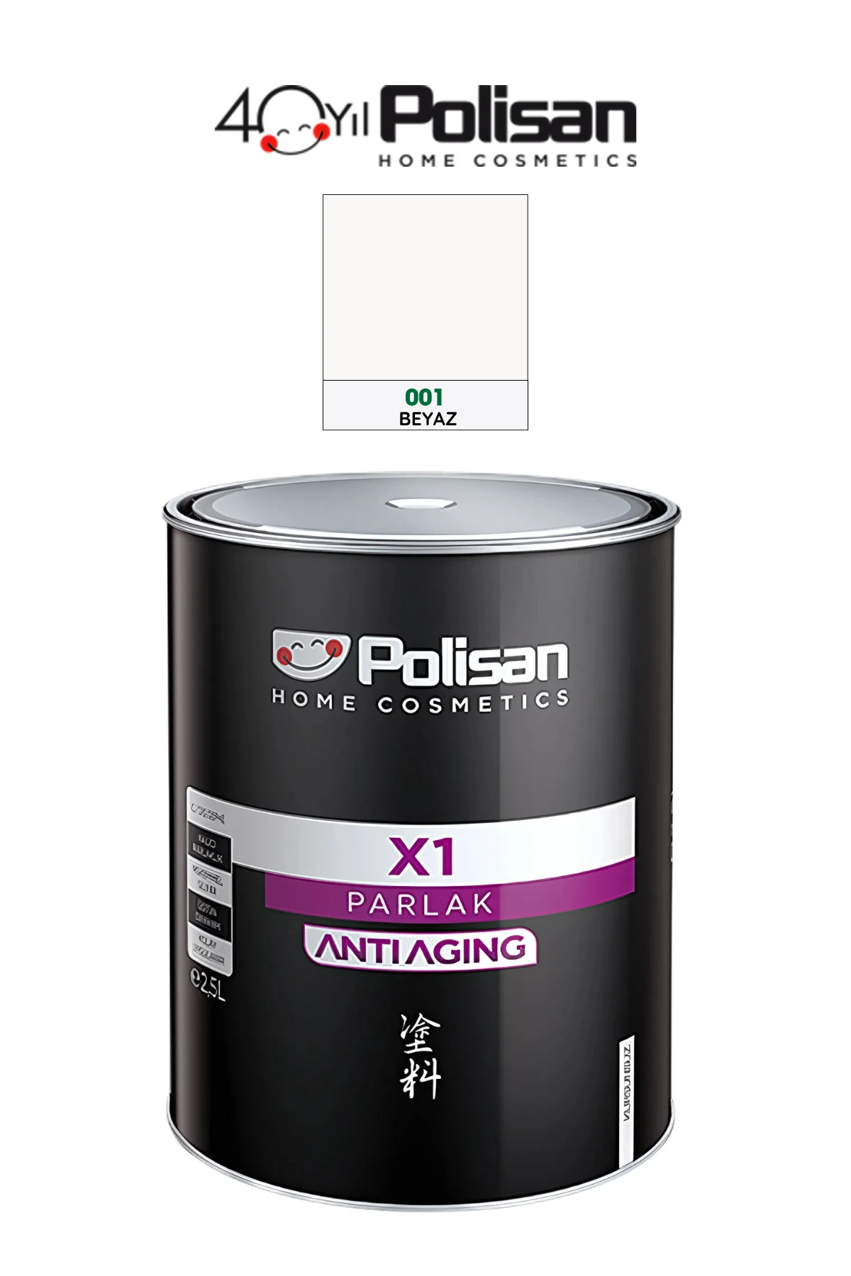 X1 ANTİAGİNG Parlak Yağlı Boya, Sentetik Ahşap Ve Metal Boyası 001 - Beyaz | 2,5L