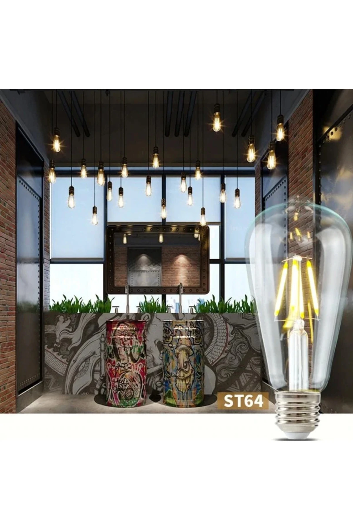 CT-4353 Edison LED Ampul 8W E27 Duy Günışığı 3200K Rustik Filament