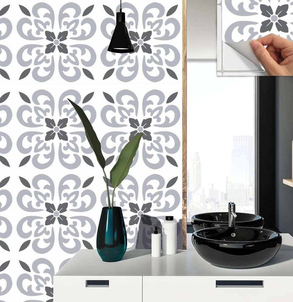 Kendinden Yapışkanlı Banyo Mutfak Kaplama Geometrik 07 Desenli Pvc Karo 30X30 cm (33 Adet) 3m2