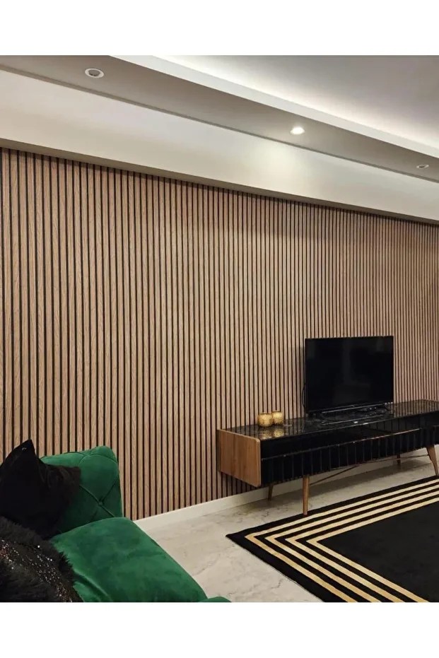 16 M² 1.Sınıf Kalite Silinebilir Lambri Panel Ahşap Duvar Çıtası Desenli Premium Duvar Kağıdı 3406