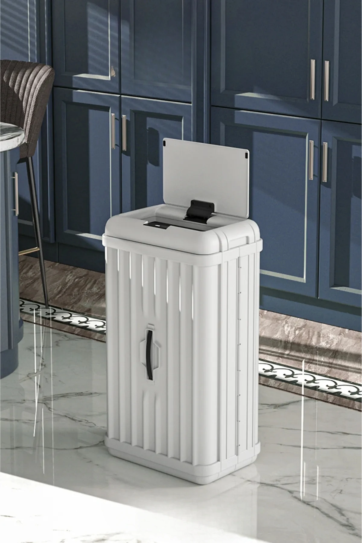 Sensörlü Dekoratif Katlanabilir Plastik Çöp Kovası, 50 lt