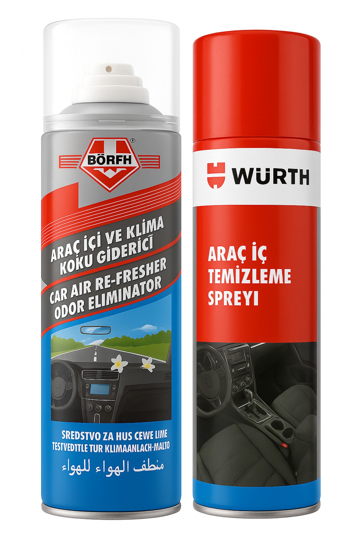 Araç İçi Temizleme Spreyi 400 ML Ve Börfh Araç Klima Kokusu