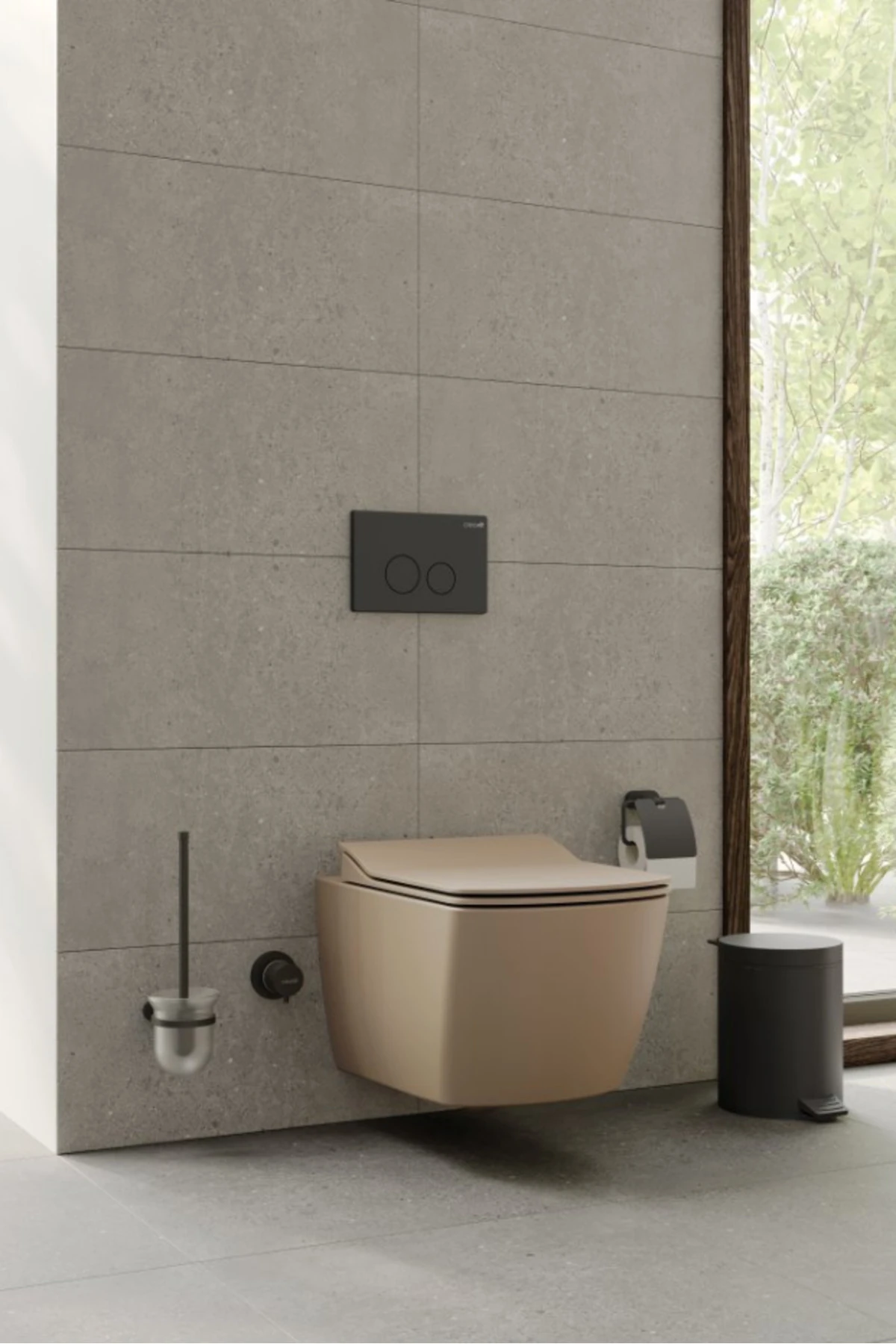 EG321 Elegant Kanalsız Duroplast Yavaş Kapanan Klozet Kapaklı Mat Cappucino Set