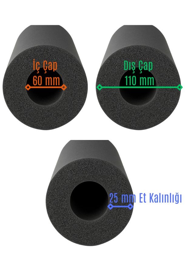 Ø 60/25 MM  R-FLEX PRM İZOLASYON KAUÇUK BORU (2 mt/ad)