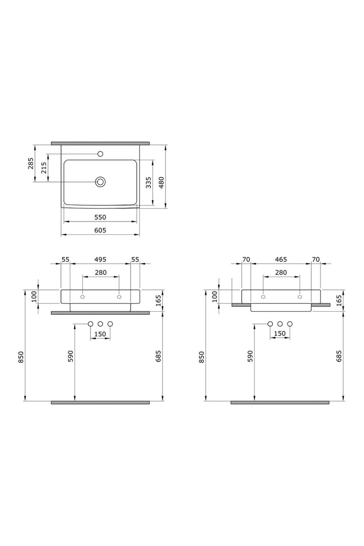 Scala 60 Cm Parlak Beyaz Tezgah Üstü Lavabo 1077-001-0126