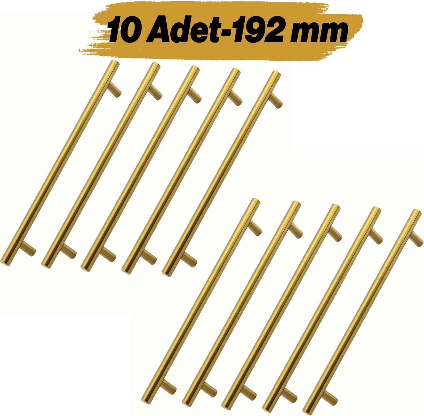 Mobilya Kulp Mutfak Çekmece Dolap Dolabı Kapak Kulpları Kulbu Gold 192 mm 19.2cm Altın Metal 10 Adet