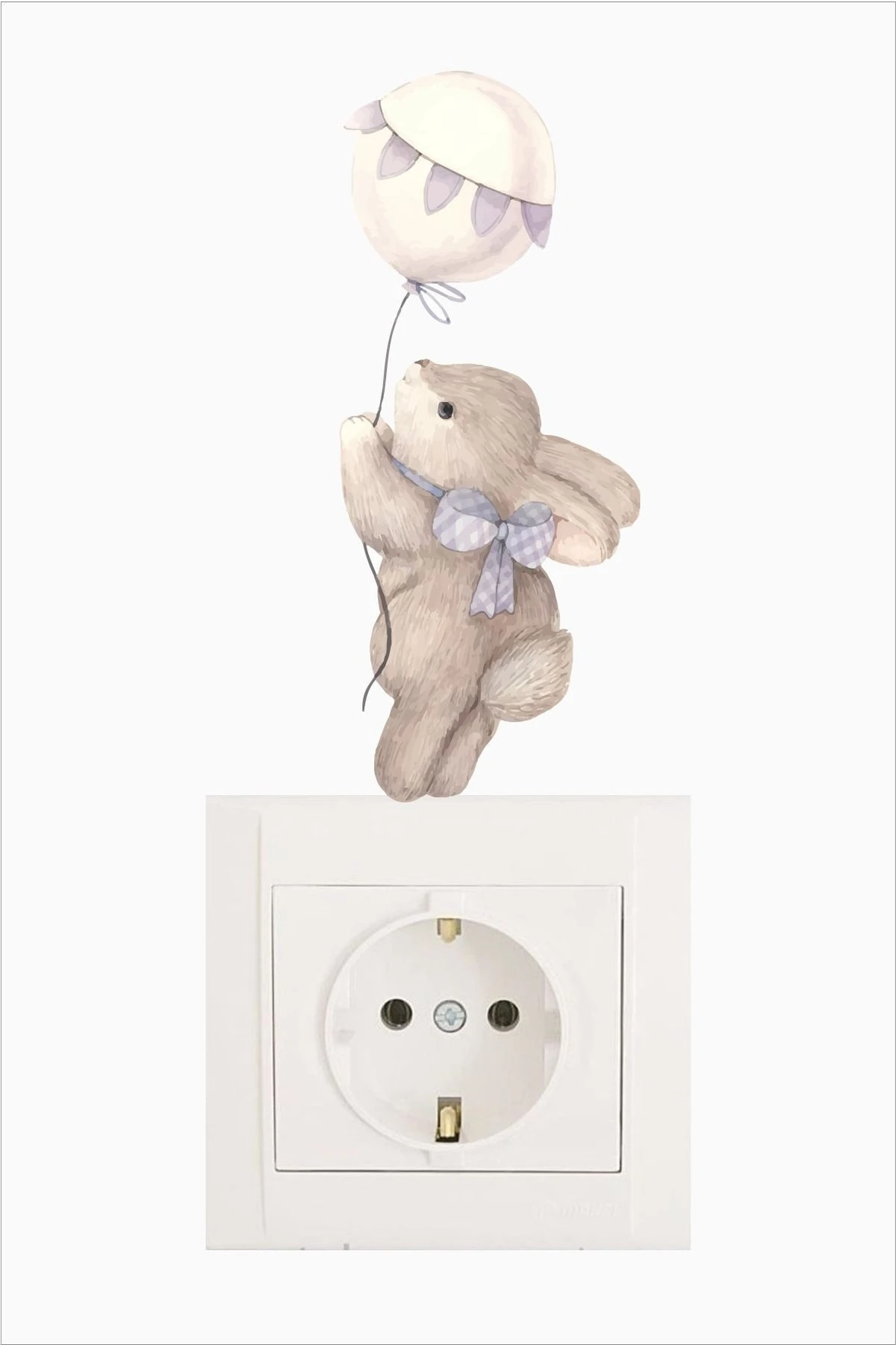 Balonlu Tavşan Priz Sticker Çocuk Odası Dekor