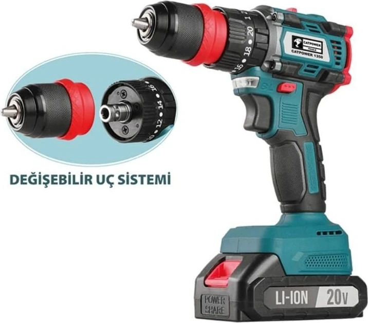 çınar ticaret cat power 1350 akülü vidalama makinesi 20 v 2,0 ah