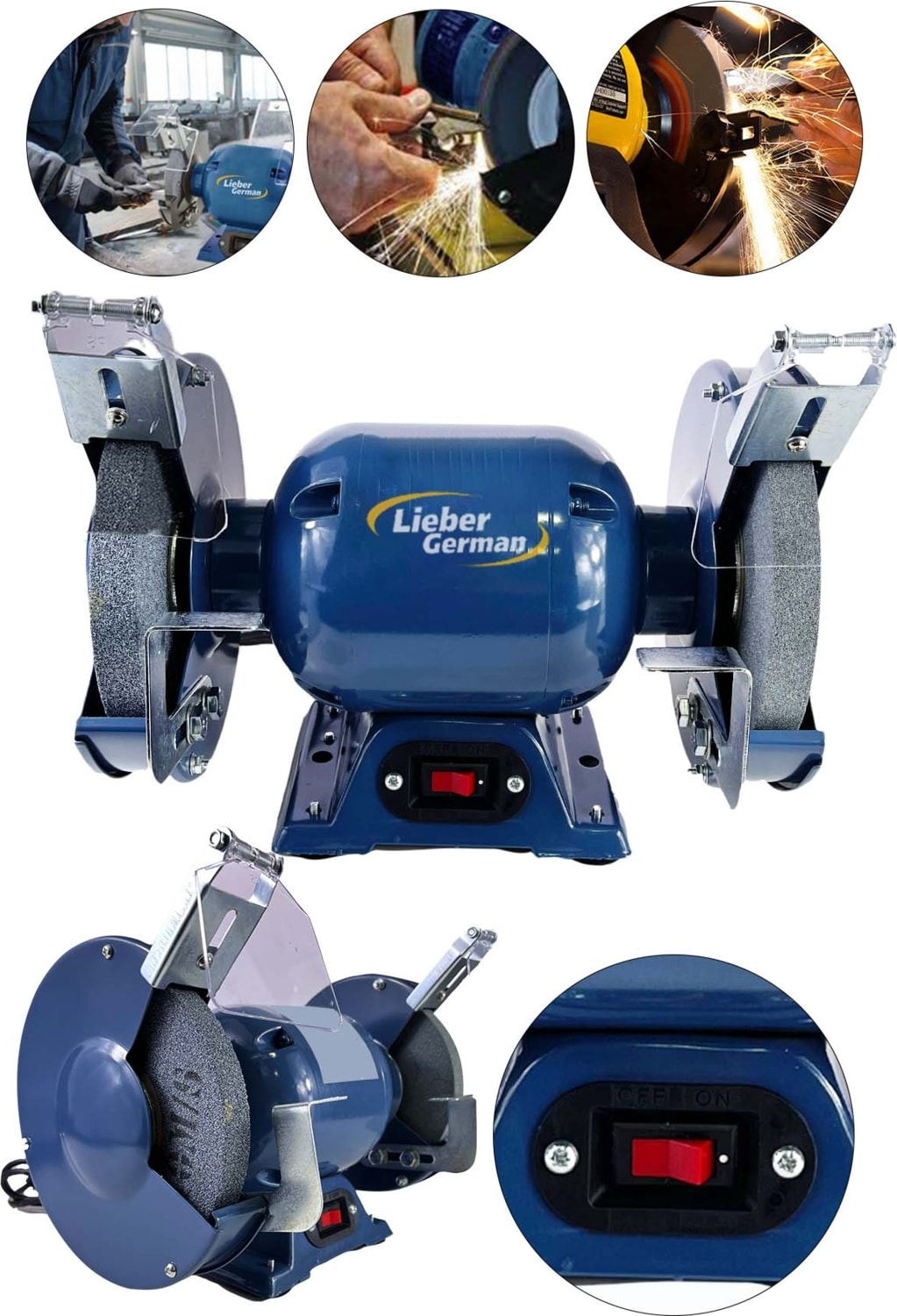 Turbo Motorlu 3600 Watt Çark Motoru Zımpara Balta Bıçak Bileme Makinesi 175 mm Taş Motoru Taslama