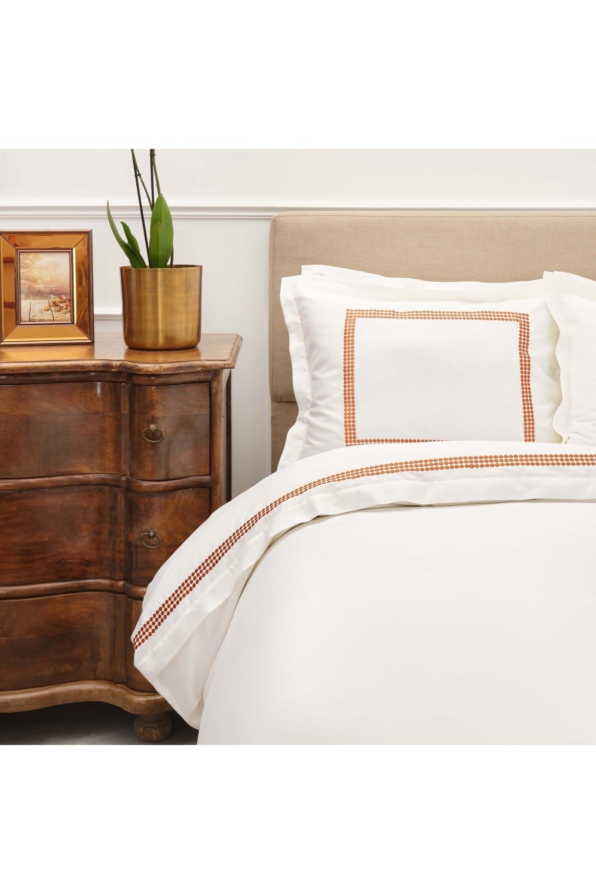 White Col Azure Hardal Çift Kişilik Percale Nevresim Takımı