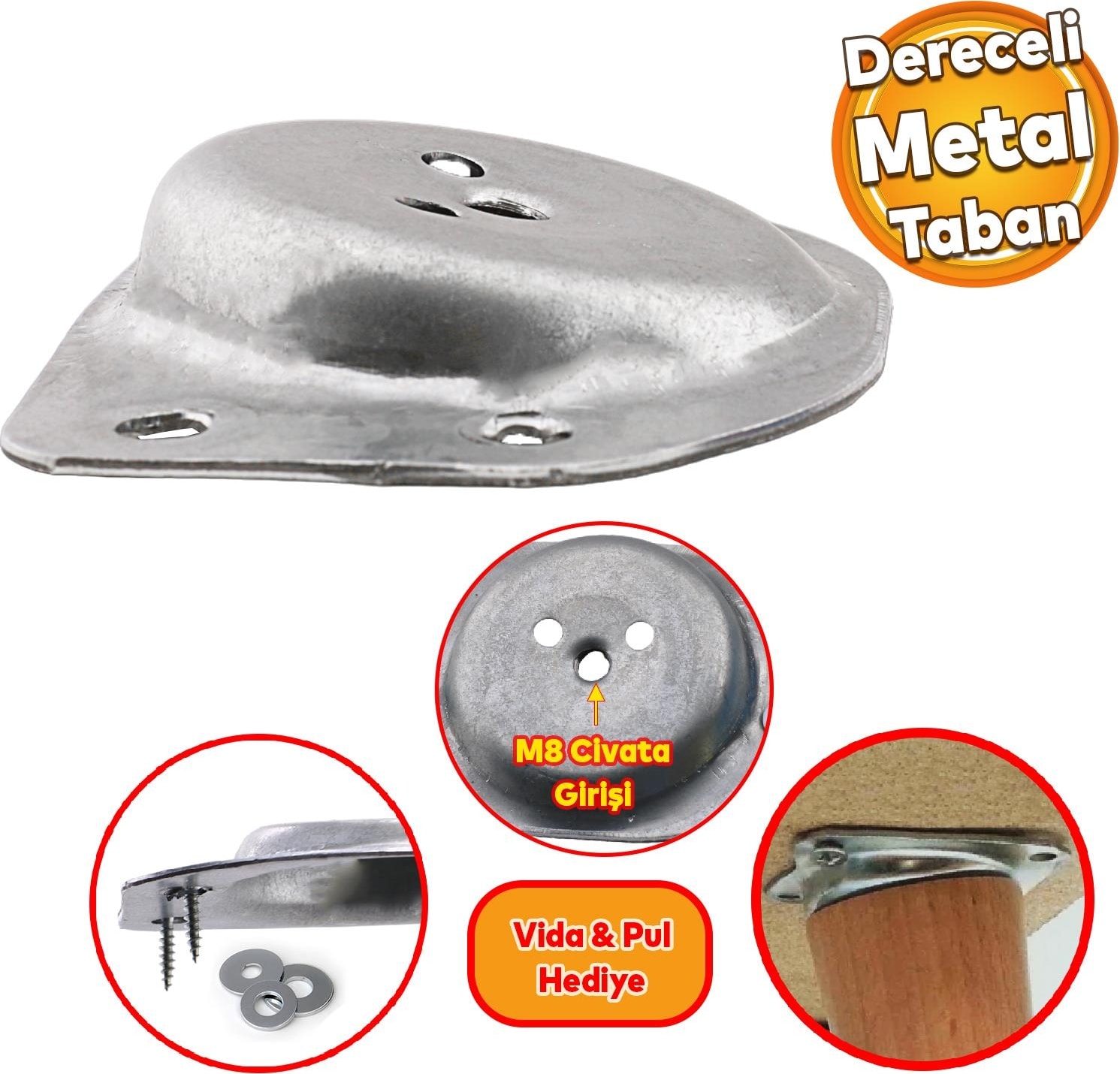 Mobilya Masa Sehpa Ayağı Bağlantı Aparatı Açılı Dereceli Ayak Tabanı Metal