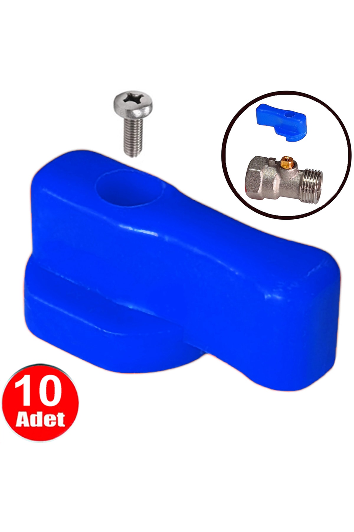 Mavi Plastik Mini Küresel Vana Başlığı Kollektör Kolu Ara Musluk Kelebek Başı -10 Adet