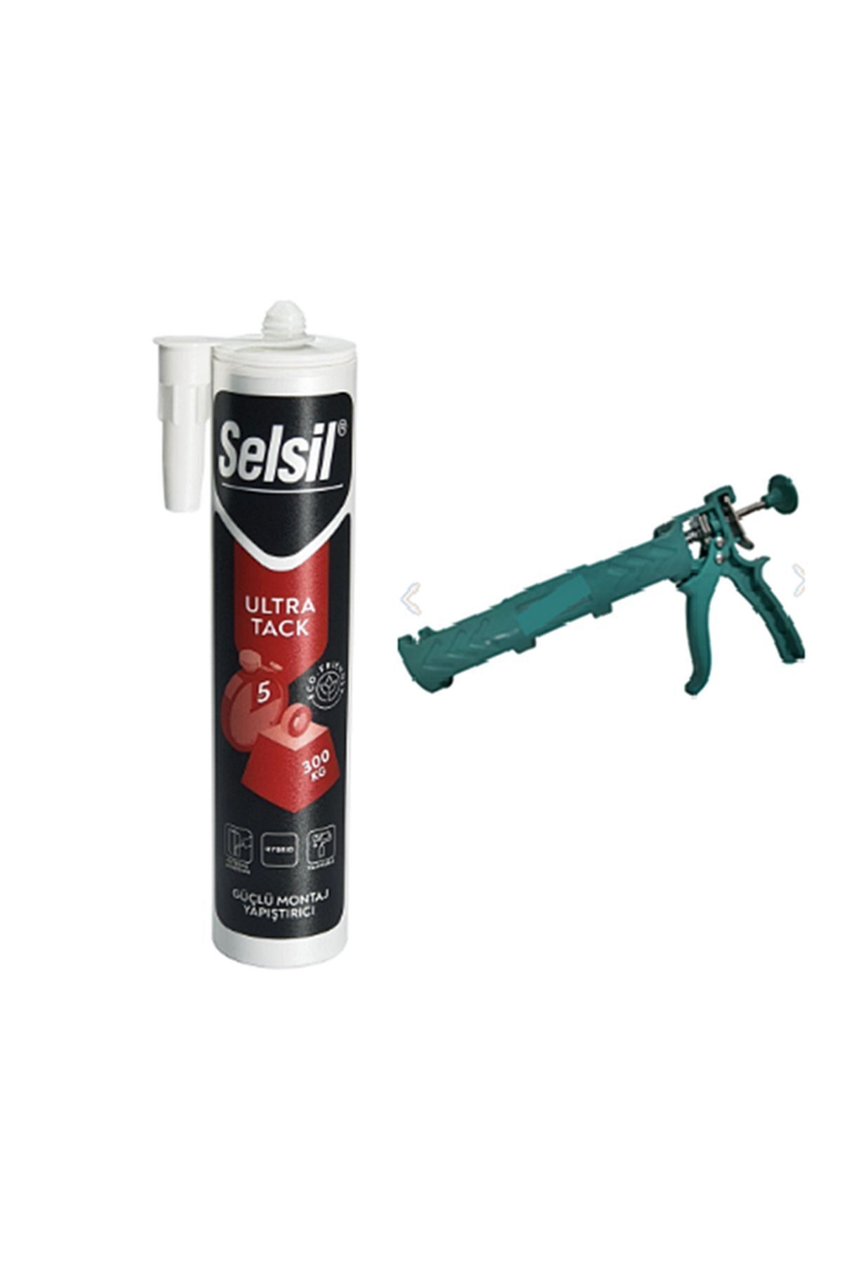 SELSİL Ultra Tack 290 ml Güçlü Korniş ve Montaj Yapıştırıcı + Sert Plastik Silikon Tabancası