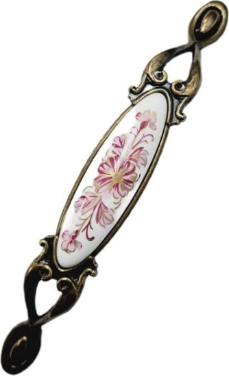 Miray 128 mm Metal Antik Sarı - Porselen Desenli - 5 Adet