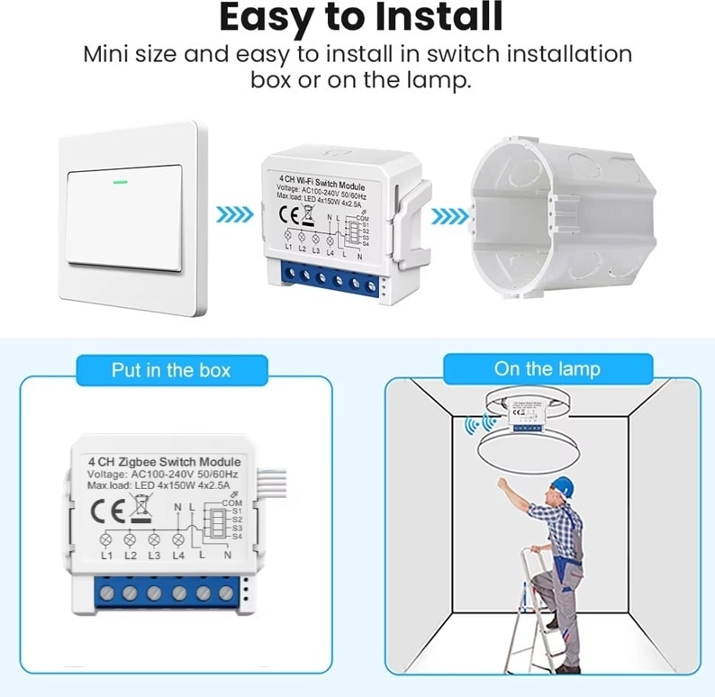 Tuya 4ch Zigbee Anahtar 4 Kanal Zigbee Röle